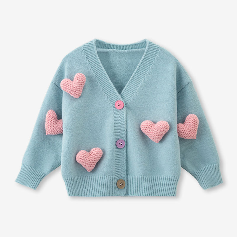 Knit Cardigan Infant - Girls Sweaters Coat Three-Dimensional Love Knitted